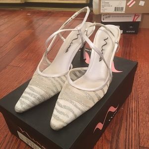 7.5M NinaSarika Silver Zebra Heels Homecoming/Prom